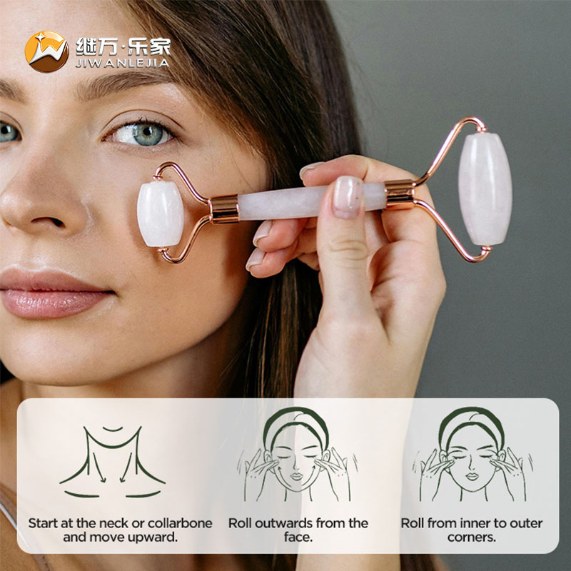 Jiwan Lejia Custom Logo Beauty Face Sculpting Anti Aging Gua Sha Stone Double Head White Jade Roller Facial and Guasha Stein Tool Manufacturer