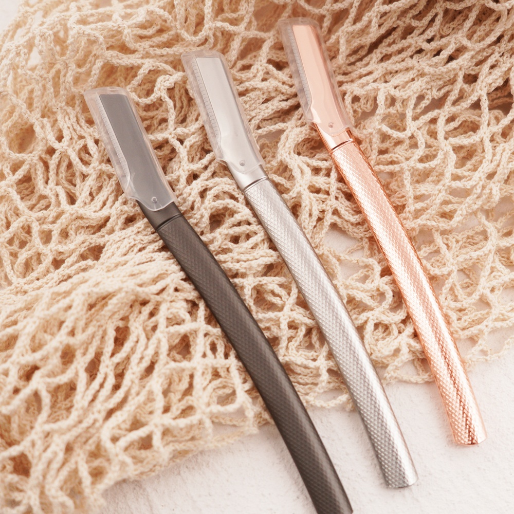 High Quality Women Face Razor Reusable Eyebrow Shaver Rose Gold Stainless Steel Facial Hair Remover Eco Friendly Razor