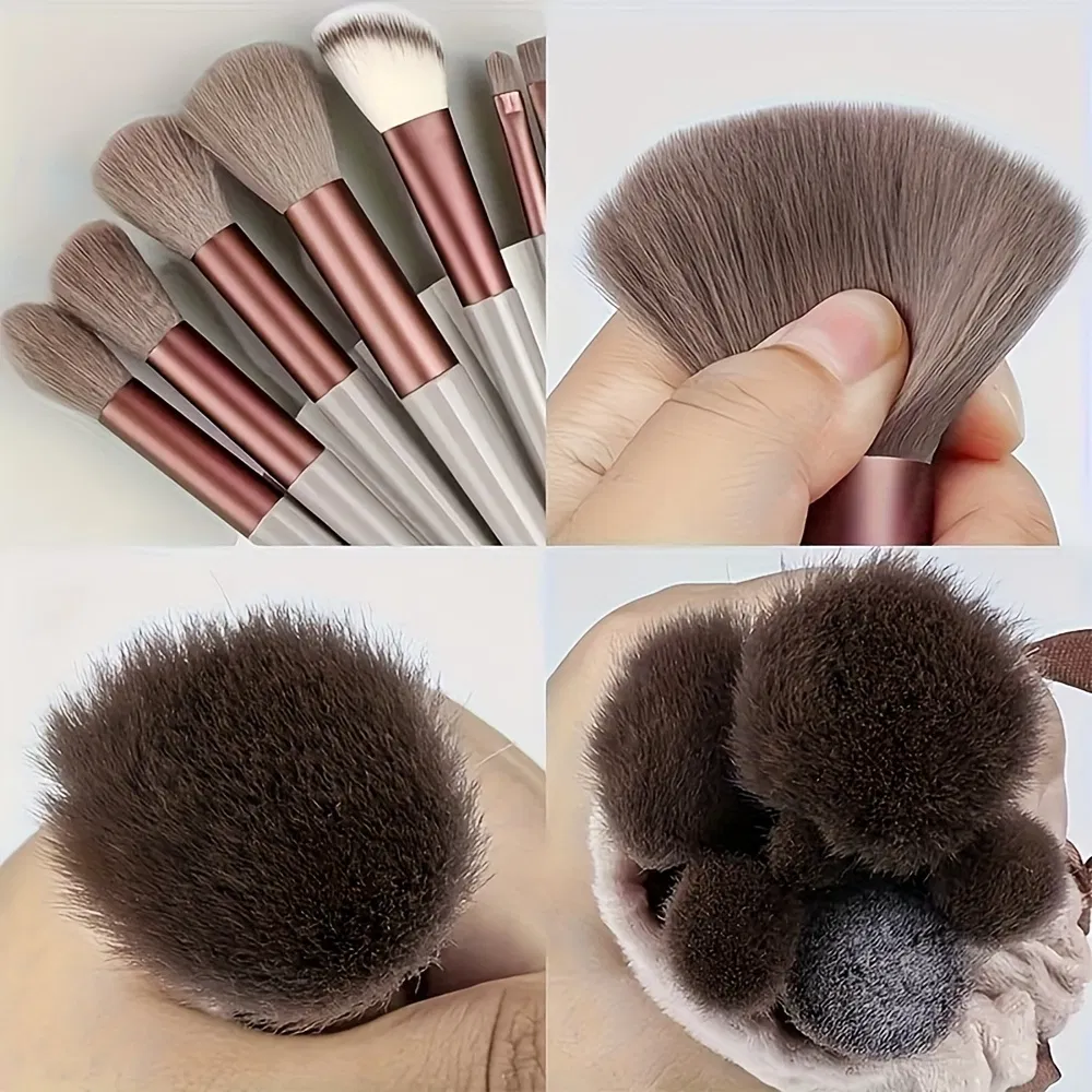13PCS Professional Makeup Brush Set, Premium Soft Synthetic Fur Cosmetic Brushes for Full Face Makeup Application