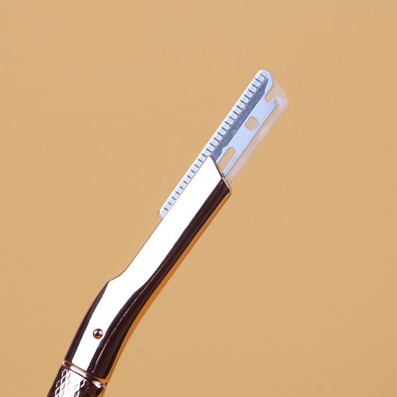 Women's Eco-friendly Metal Handle Eyebrow Razor Kit with Stainless Steel Blade Slanted Blade Ergonomic Design Dermaplaning Tool