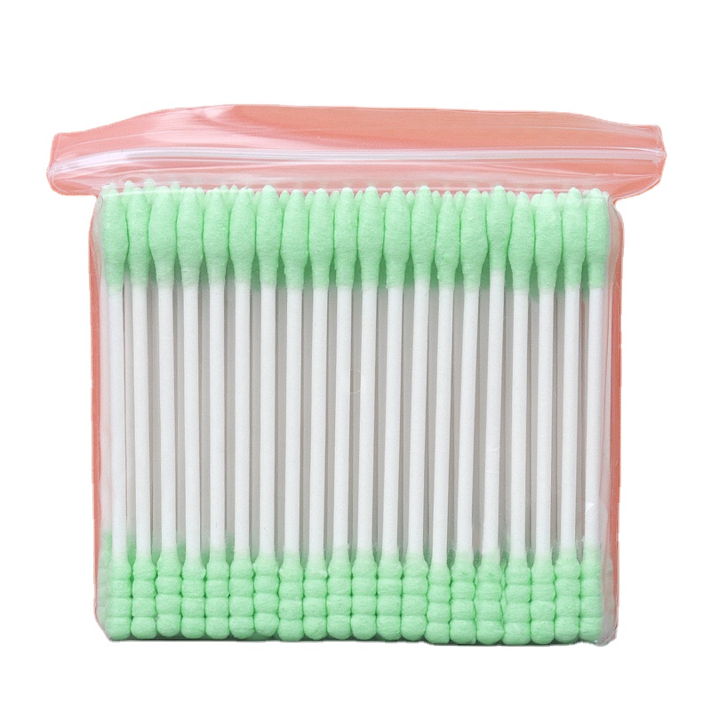 Hot Sell 100 Pcs Double-Head Cotton Buds Multiple Colors with Paper Stick Facials Makeup Cleaning Tools