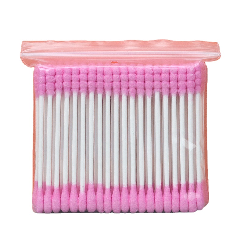 Hot Sell 100 Pcs Double-Head Cotton Buds Multiple Colors with Paper Stick Facials Makeup Cleaning Tools