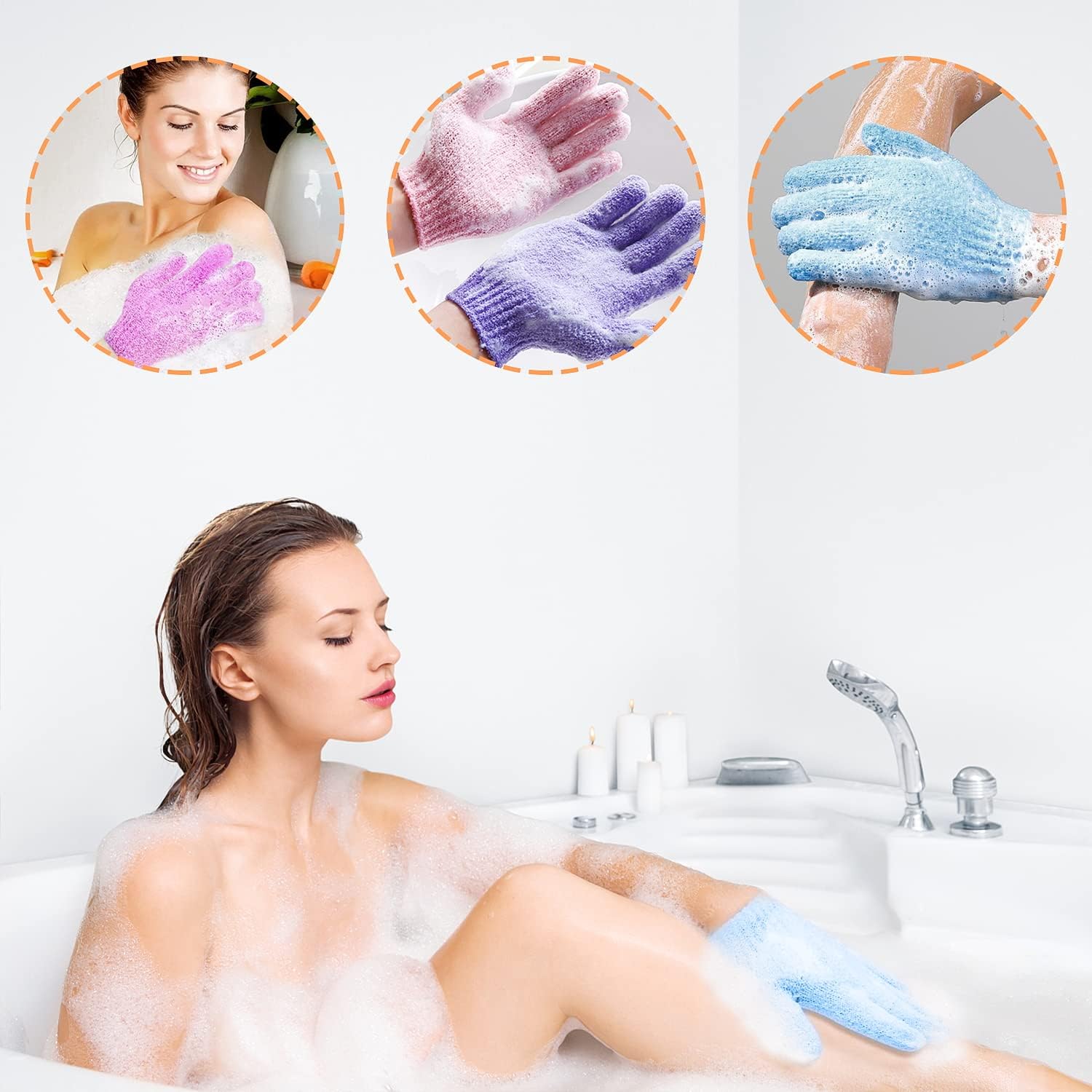 Double Sided Exfoliating Bath Gloves Deep Clean Skin for Spa Massage Shower Scrubber Exfoliating Gloves for Body