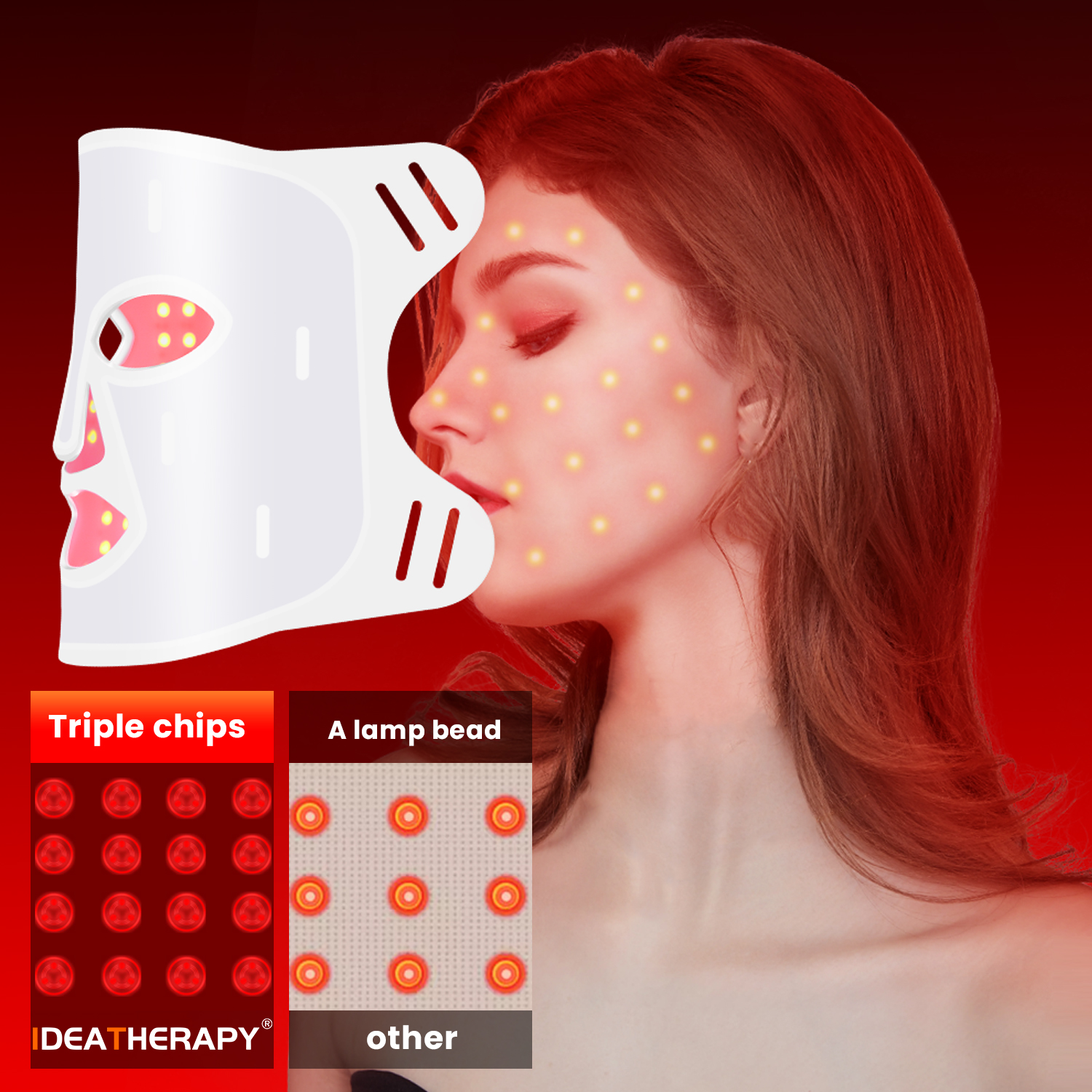 IDEATHERAPY Food Grade Silicone Infrared Light Therapy Mask Led Light Therapy Mask Red Light Therapy Mask For Beauty Care