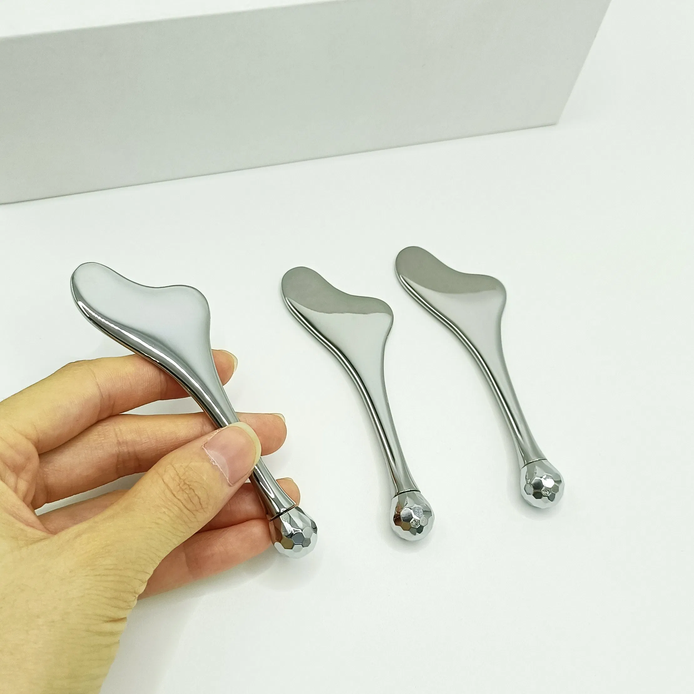 Custom Anti Aging Facial and Eye Roller Gua Sha 3D Skin Care Tools Meta Ice Massager Metal Face Roller