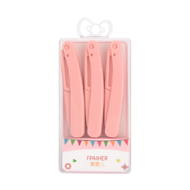3Pcs/Set Foldable Eyebrow Razor Trimmer Sharp Blade Knife Hair Remover Facial Mini Makeup Knife Shape Shaver for Women