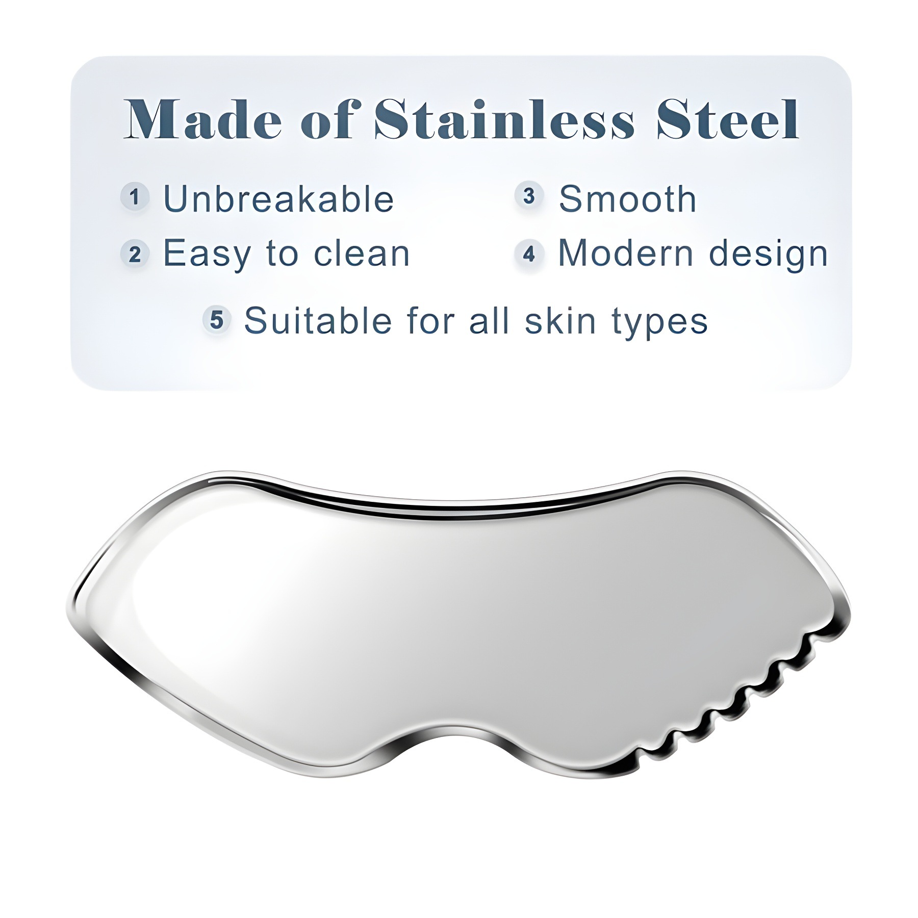 Hot Selling Stainless Steel Gua Sha Massage Tool Anti Puffiness Facial Lifting Tool OEM Custom