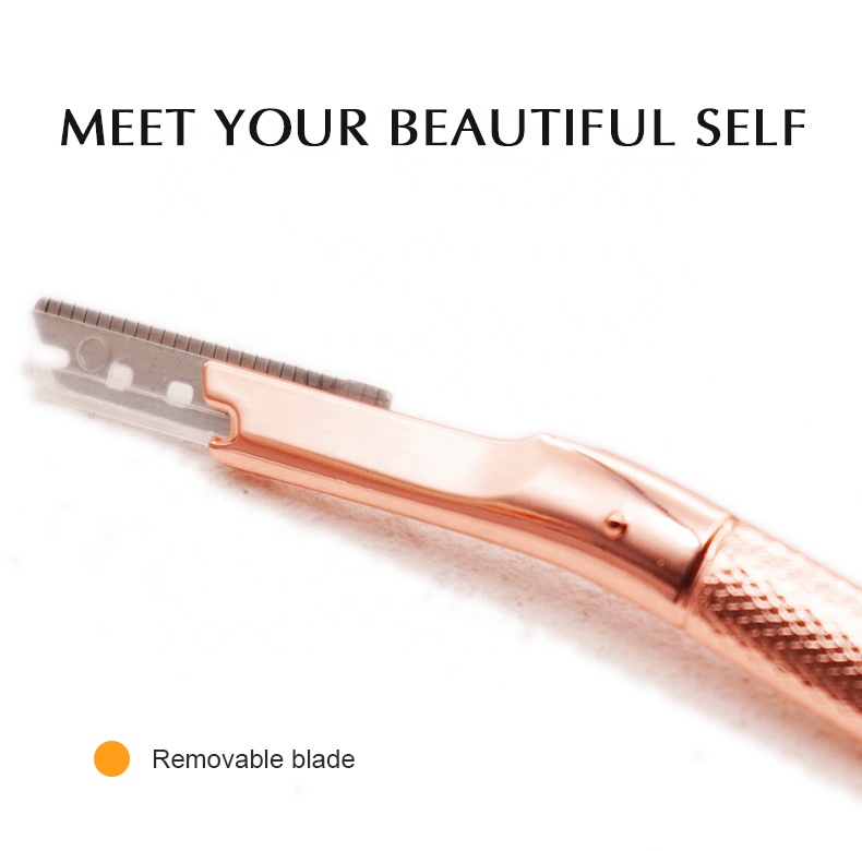 High Quality Women Face Razor Reusable Eyebrow Shaver Rose Gold Stainless Steel Facial Hair Remover Eco Friendly Razor
