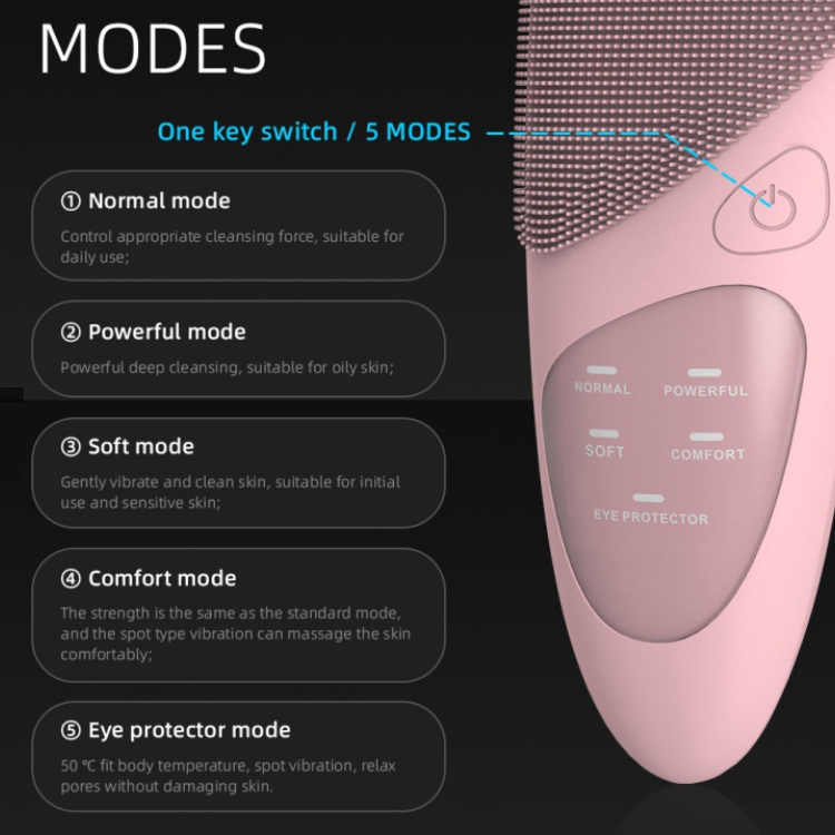 Beauty Rechargeable Hand Held Ultrasonic Silicone Face Scrubber with Exfoliators for Facial Cleansing
