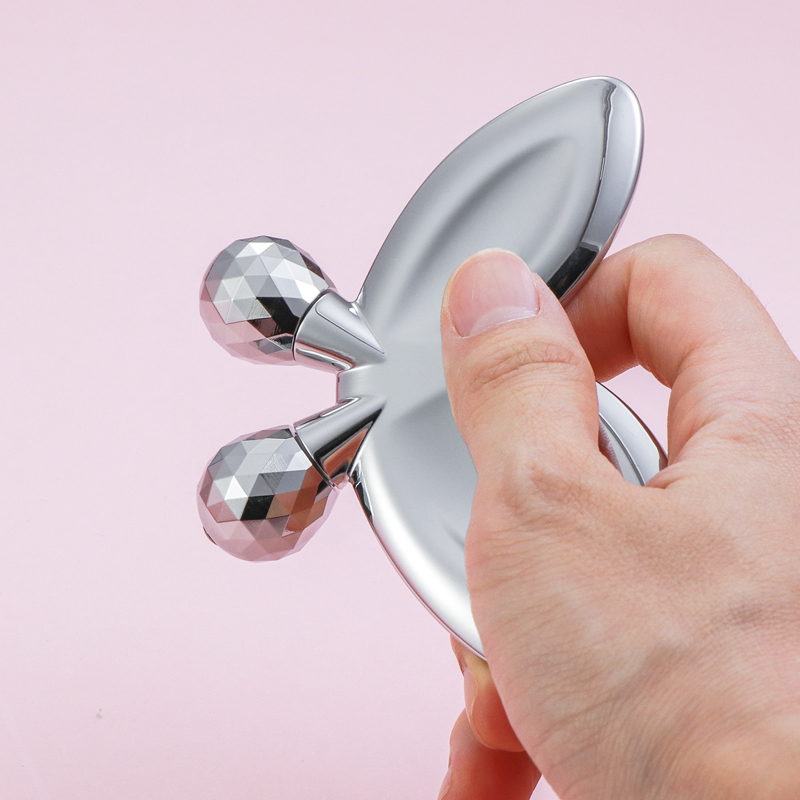 Mini Body Gua Sha Tool Butterfly Shaped Stainless Steel Face Roller 3D Massager Facial Slimming Beauty Tool
