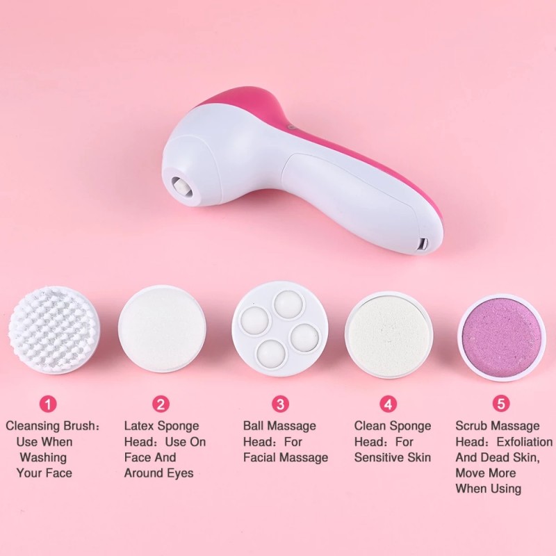 Electric Face Cleansing Machine 5 in 1 Face Cleaning Brush Deep Cleansing Skin Care Wrinkle Facial Exfoliating Brush