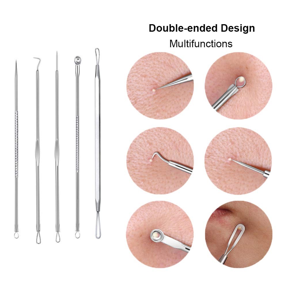 5 PCS Blackhead Remover Kit Comedones Extractor for Acne Removal Blemish Whitehead Popping Zit Nose Face Tools Acne Treatment