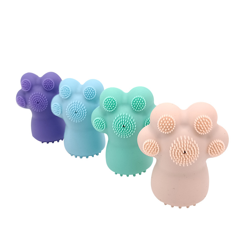 Silicone Facial Massage Cleansing Brush Cute Cat Paw Cartoon-Shaped Soft Comfortable Bristles Face Washing Tool