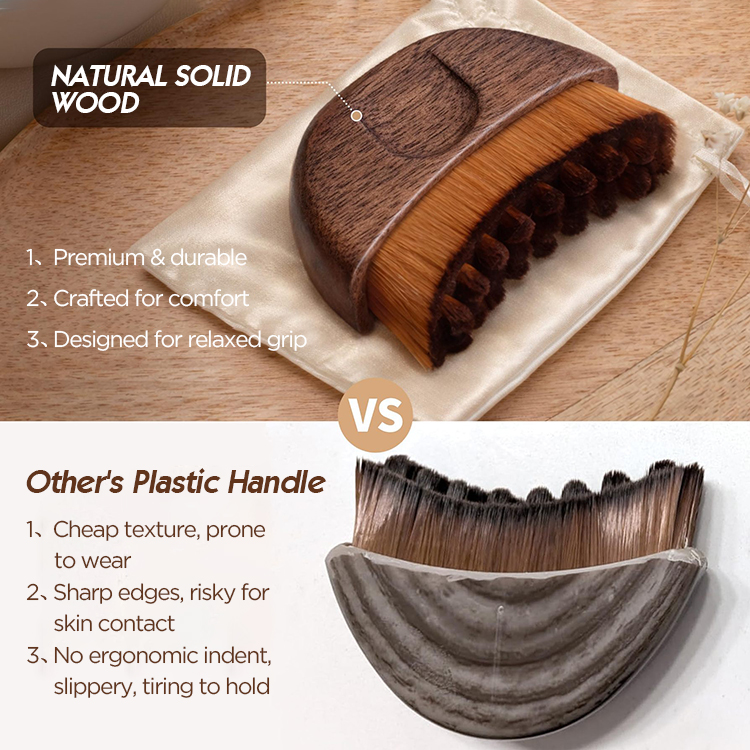 Lymphatic Contour Oval Walnut Wood Face Brush Lymphatic Drainage Device for Face Body Chin Jawline Designed to Fit Skin