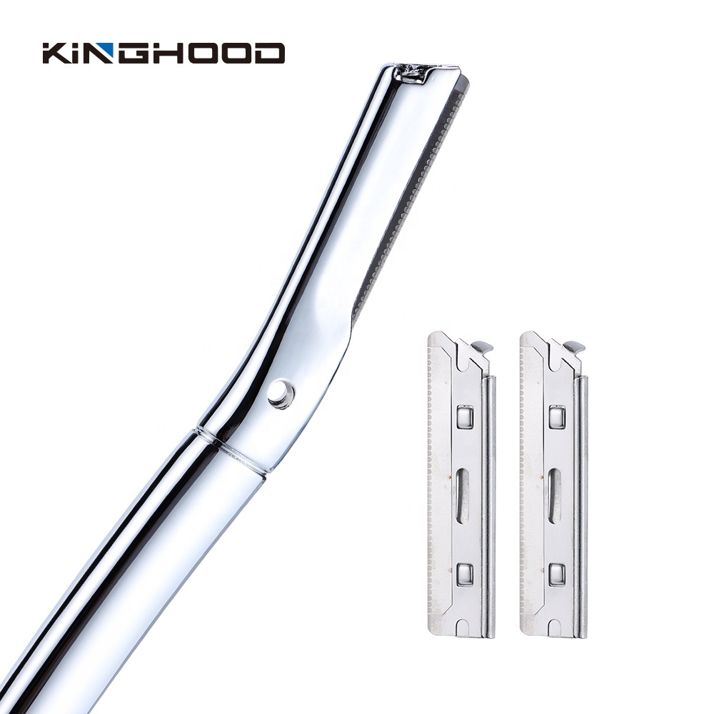 Custom Logo Eco Friendly Dermaplaning Tool Single Edge Blade Stainless Steel Eyebrow Shaver With Precision Cover