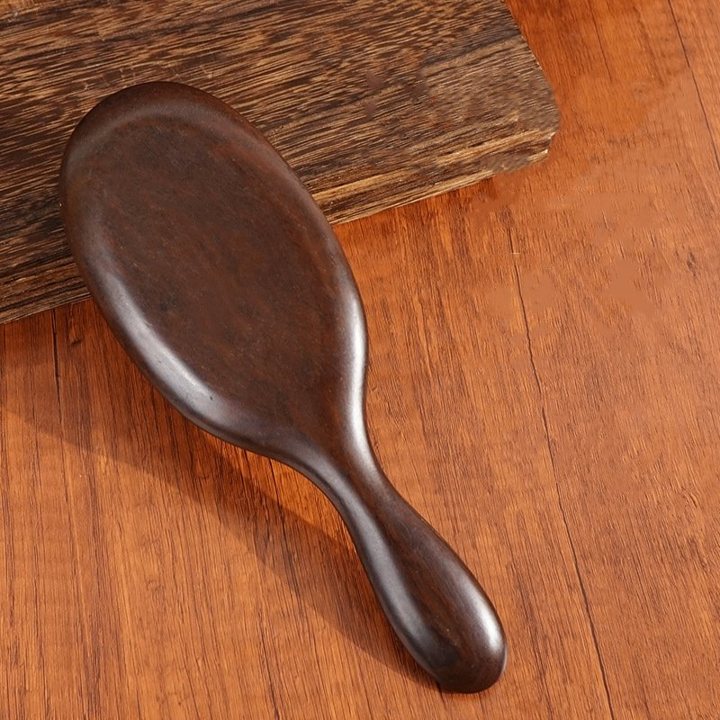 Eco-Friendly Sandalwood Paddle Scalp Massager Brush Boar Bristles Cushion Massage Detangler Brush