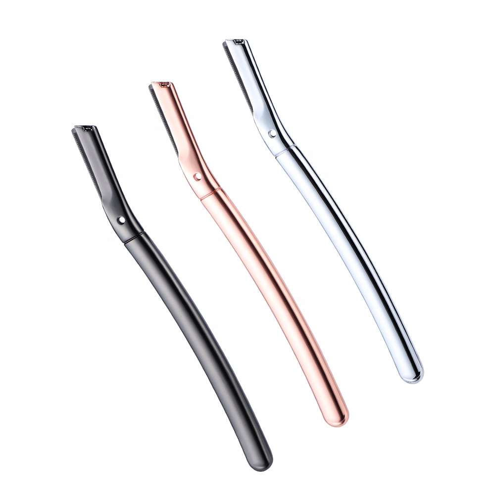 Custom Logo Eco Friendly Dermaplaning Tool Single Edge Blade Stainless Steel Eyebrow Shaver With Precision Cover