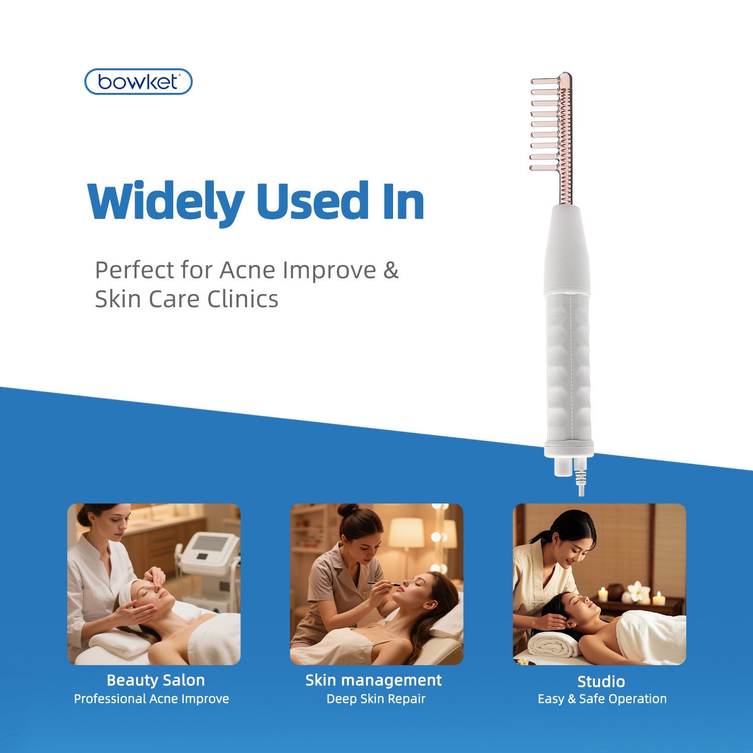 BOWKET 4 in 1 High Frequency Facial Machine Skin Care Beauty Device for Home Salon Use