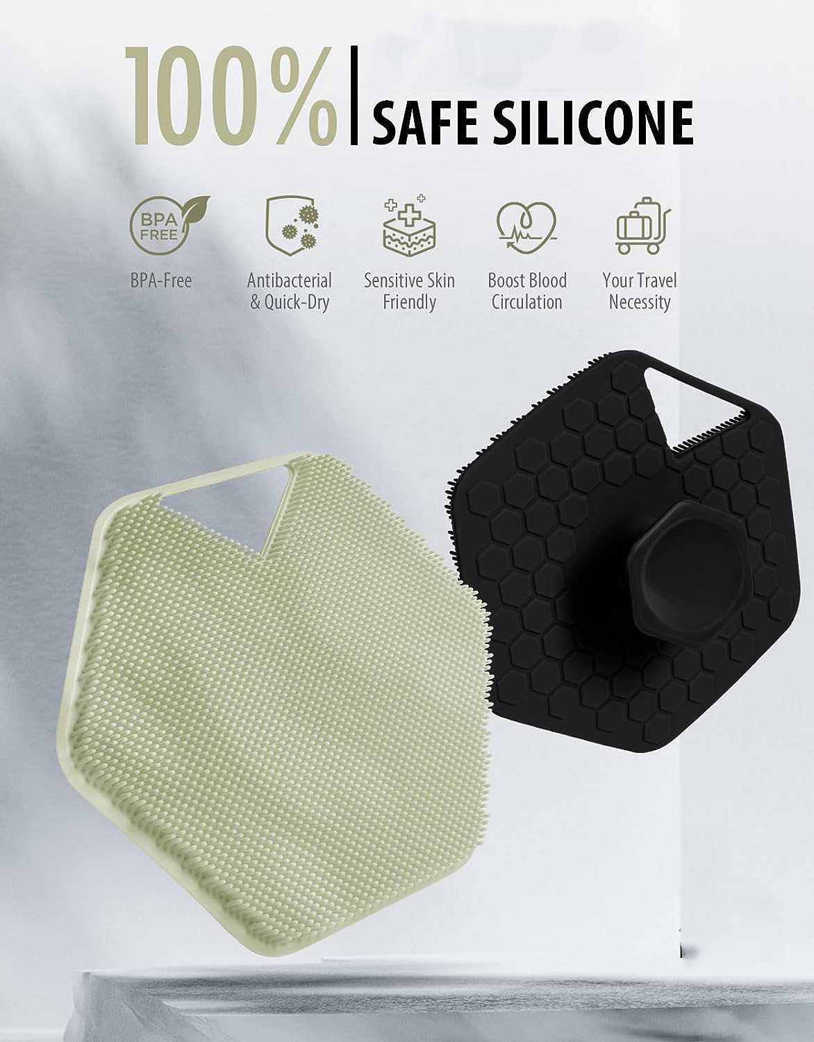 Soft Silicone Body Scrubber Shower Brush Handheld Cleansing Skin Brush Gentle Exfoliating and Lather Well