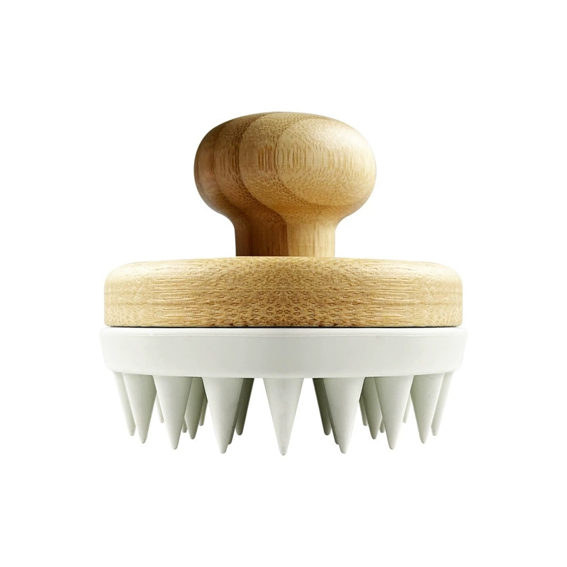Wholesale Private Logo Bamboo Soft Silicone Shampoo Scalp Massage Brush