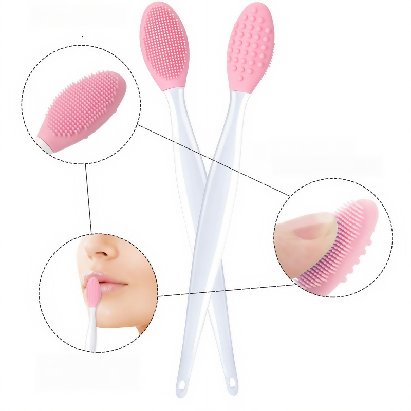 Custom Logo Exfoliating Fan Lip Brush Double-Sided Soft Silicone Nose Cleaning Tool for Blackhead Removal and Concealer Use
