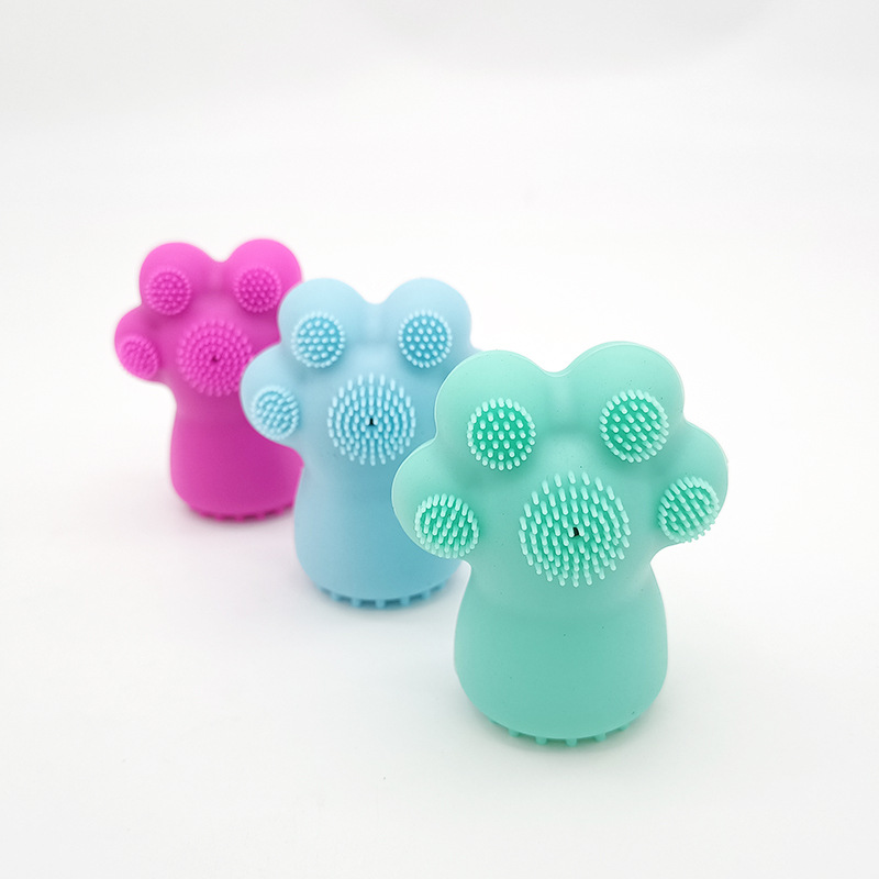 Silicone Facial Massage Cleansing Brush Cute Cat Paw Cartoon-Shaped Soft Comfortable Bristles Face Washing Tool