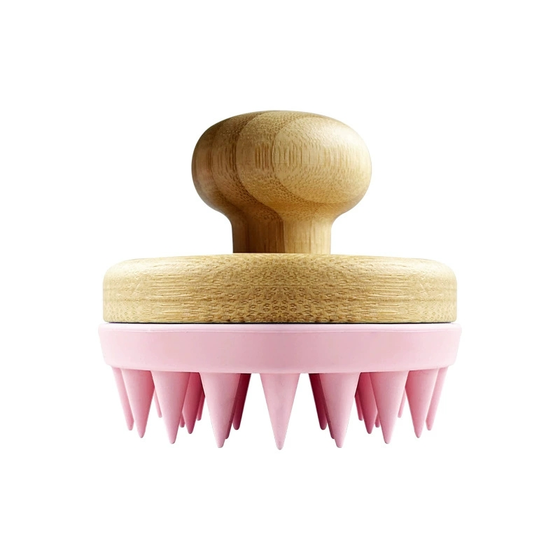Wholesale Private Logo Bamboo Soft Silicone Shampoo Scalp Massage Brush