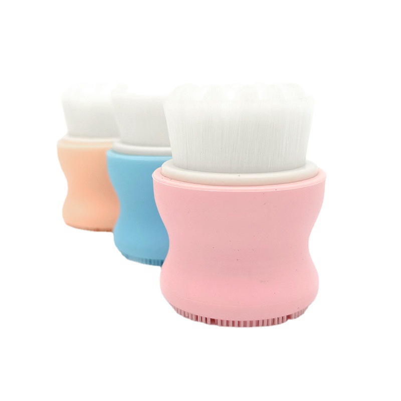 Silicone Soft Hair Double-sided 3D Manual Face Washing Brush Makeup Removing Cleansing Tool