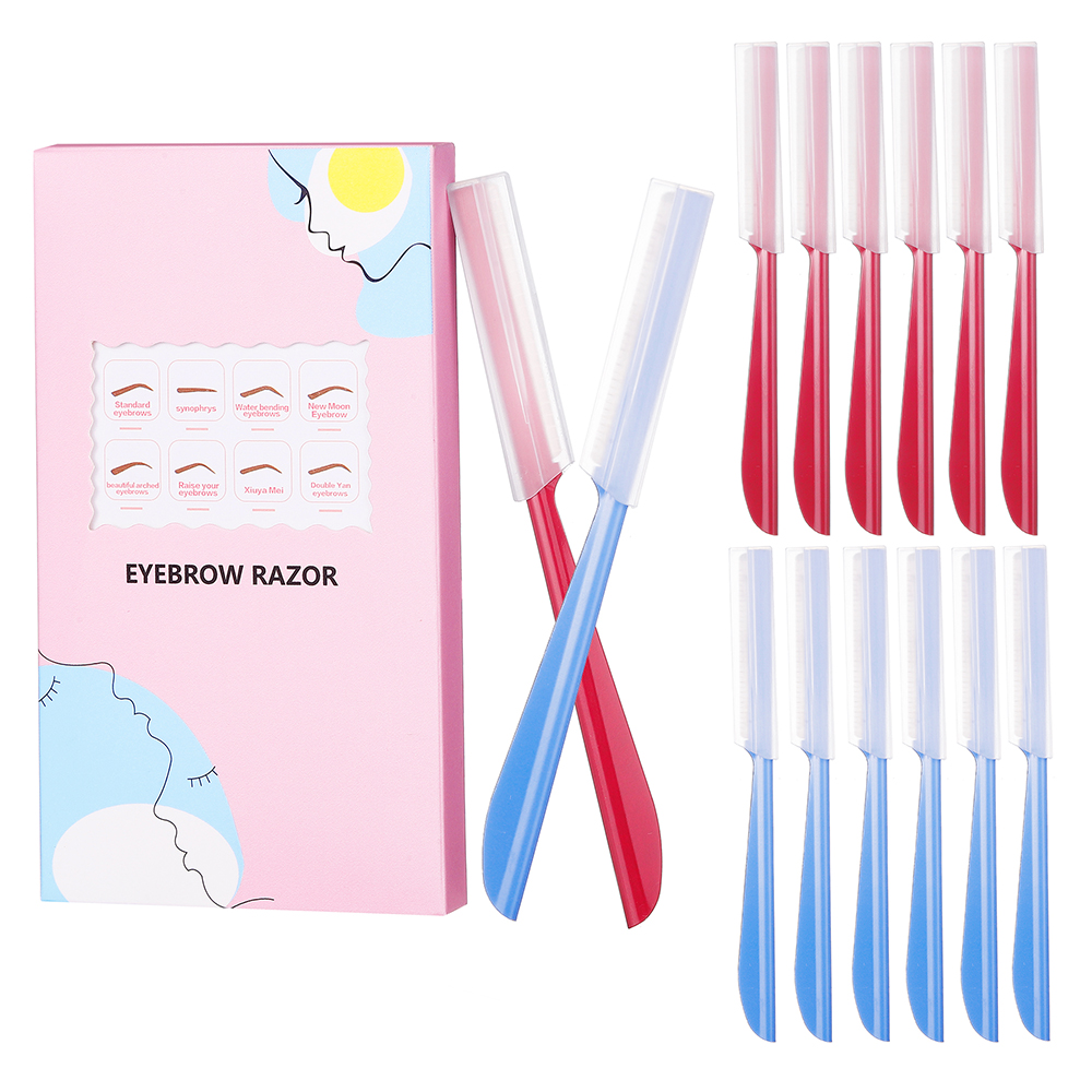 Hot Selling OEM Women Eyebrow Razor Dermaplaning Tool Safety Blade Makeup Tool Trimmer Razor for Female 12 PCS