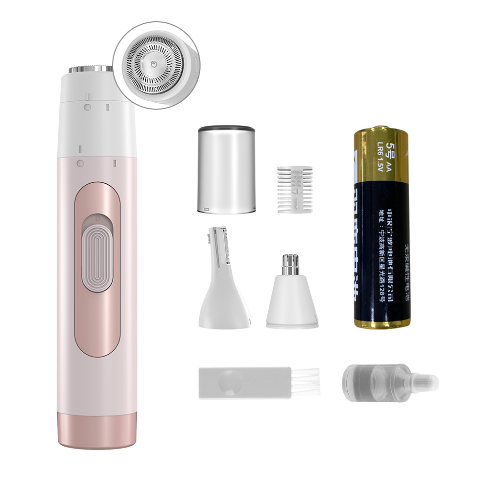 Pain-Free Electric Facial Hair and Eyebrow Trimmer Ladies Epilator for Nose Ear Face for Home or RV Use Battery Powered