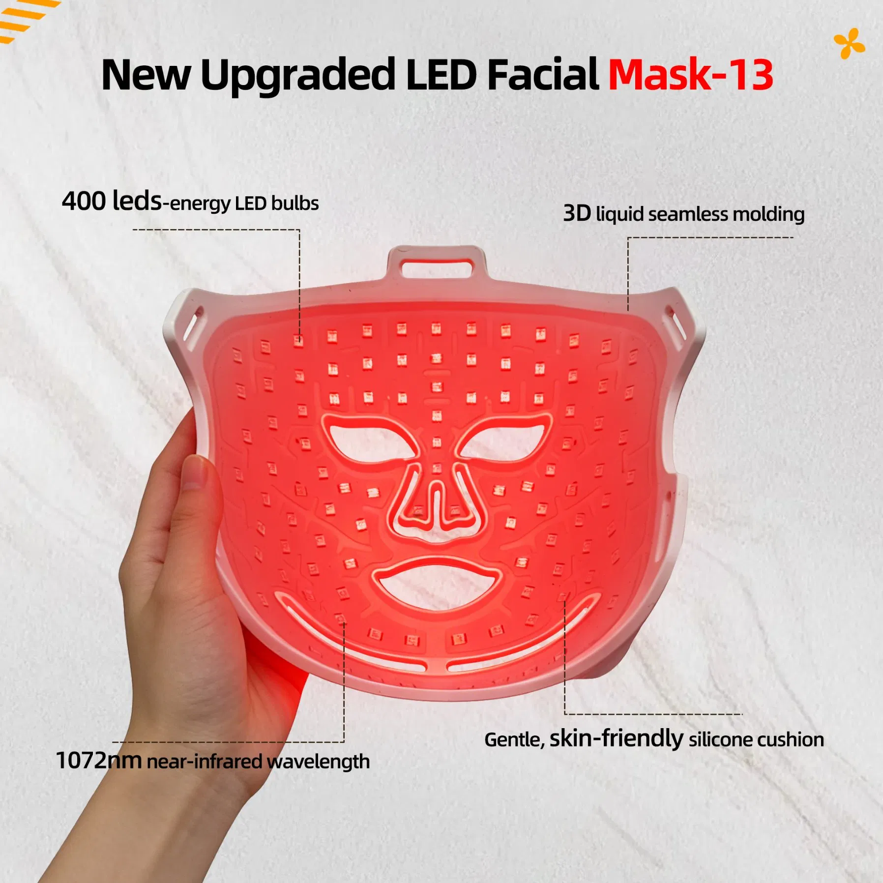 Professional Liquid Silicone Beauty Mask 460nm 590nm 633nm 830nm 1072nm Infrared LED Red Light Therapy Face Device