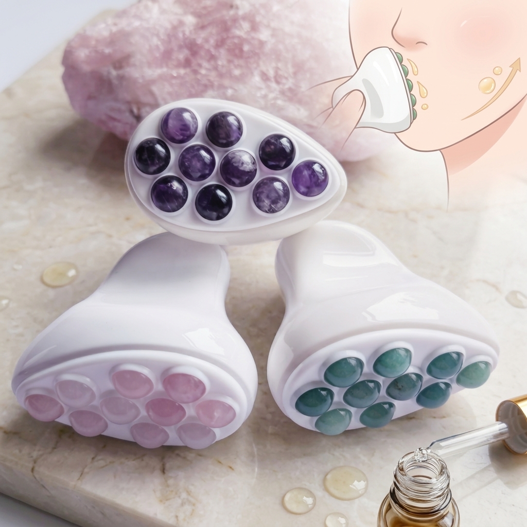 New Design Nice Style Anti-Wrinkle Face Lifting Jade Facial Roller Rotatable Jade Ball Face Lymphatic Contour Body Massage Tool