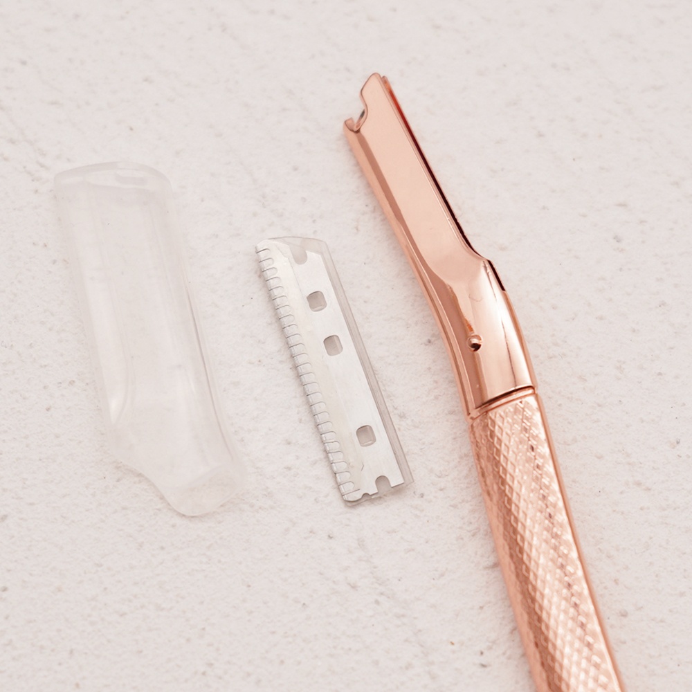 ENMU Beauty Ultra Modern Fashion Hair Removal Ladies Dermaplaning Tool Stainless Steel Blades Rose Gold Metal Handle Razor