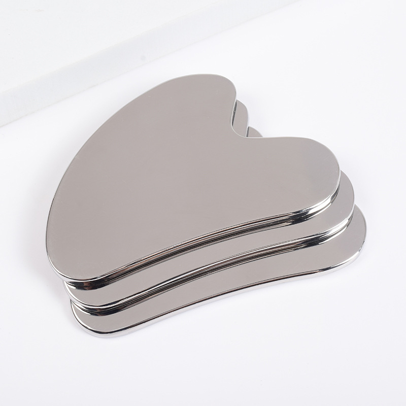 Customized Logo Face Neck Scraping Physical Therapy Skin Lifting Anti-puffiness Tool Stainless Steel Metal Gua Sha Board