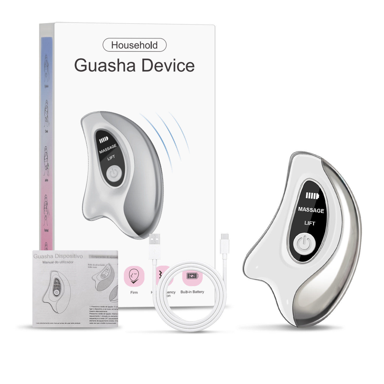 Gua Sha Microcurrent Vibration Face Massager Wrinkle Face Lift Guasha Facial Tool Electric Gua Sha Device