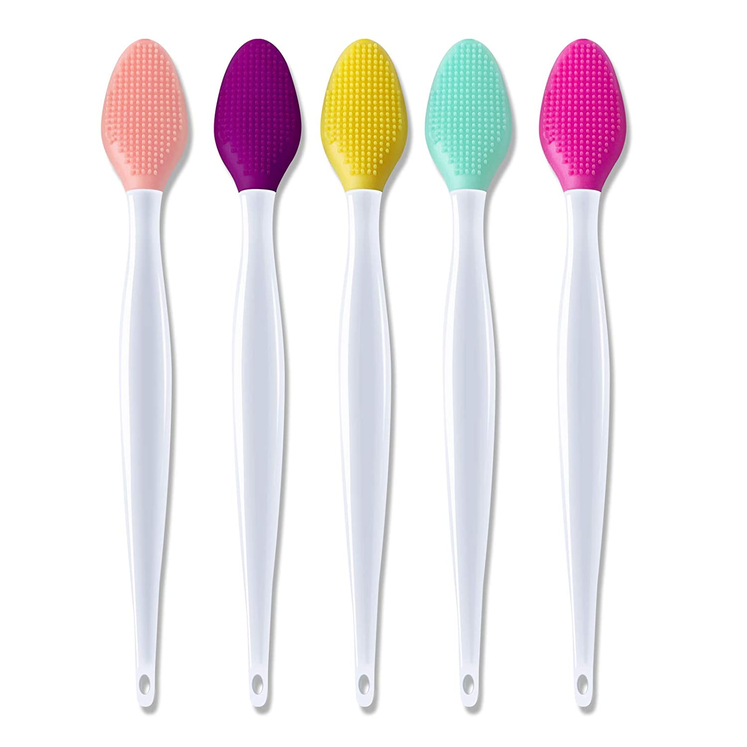 Custom Logo Exfoliating Lip Brush Nose Cleaning Brush Double Side Soft Silicone Lip Scrub Tool &amp; Nose Blackhead Remove Brush
