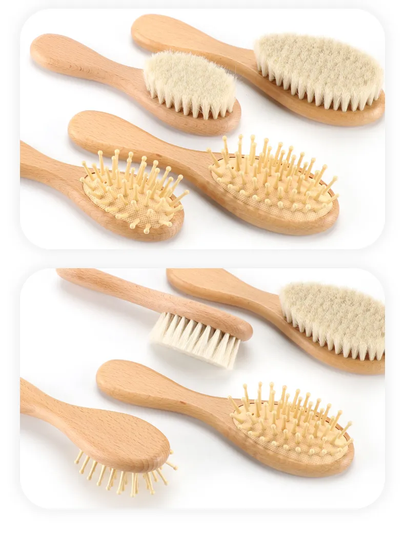 Eco-Friendly Sandalwood Paddle Scalp Massager Brush Boar Bristles Cushion Massage Detangler Brush