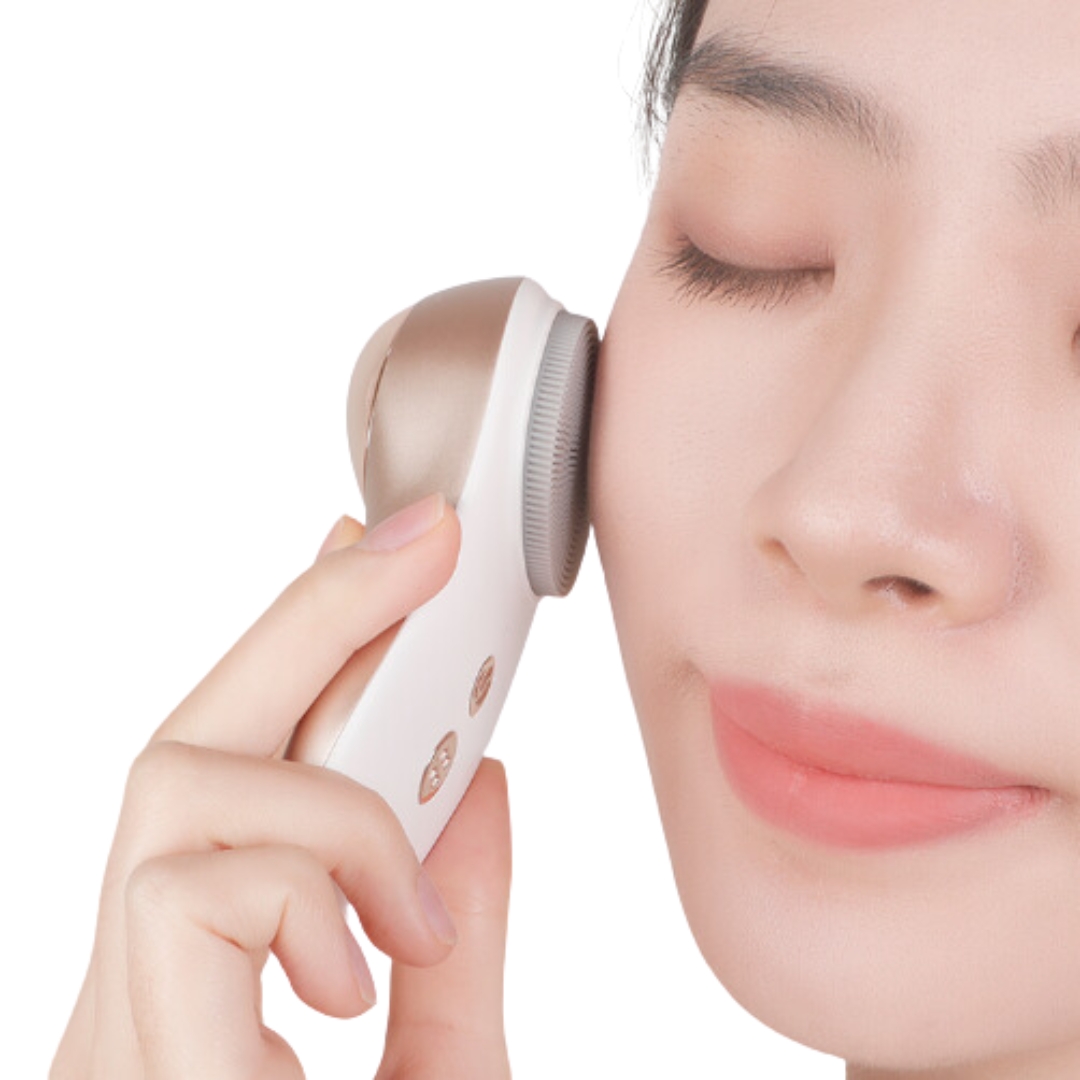 Waterproof Silicone Wireless Electric Facial Cleansing Brush Heat Vibration Massager for Deep Pore Cleaning Ionic Household