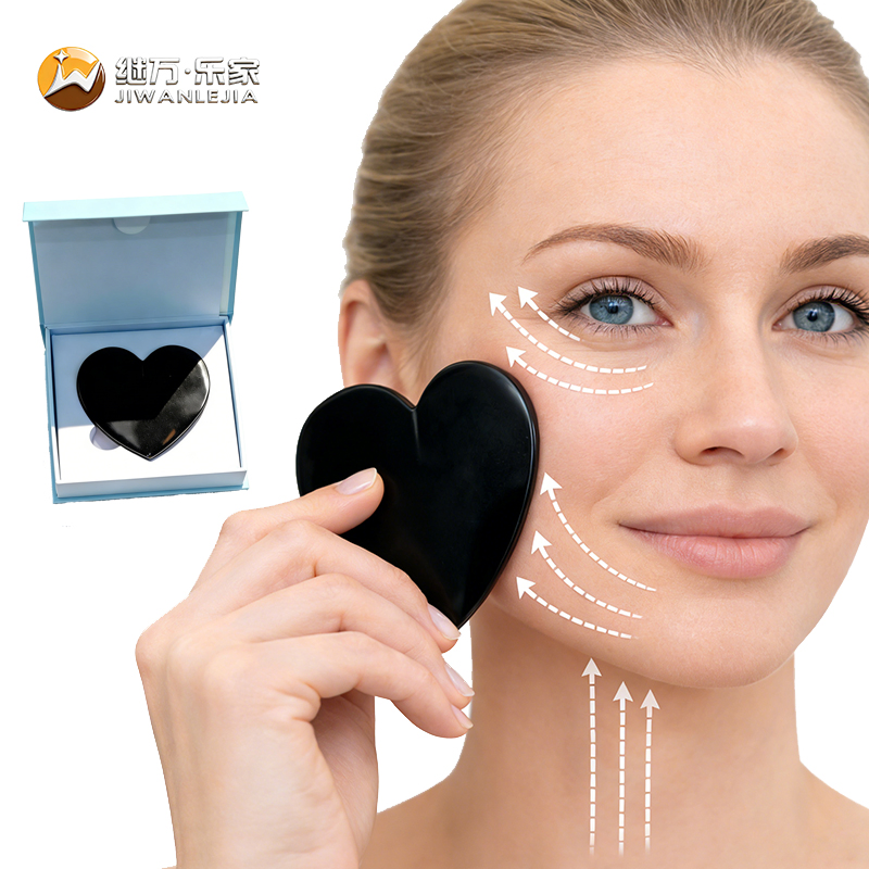 Jiwan Lejia New Arrival Beauty Gift Heart Shape 3D Gua Sha Bian Black Gua Sha Facial Massage Tools Black Spike Heart Shape 3D Guasha Stone Tools