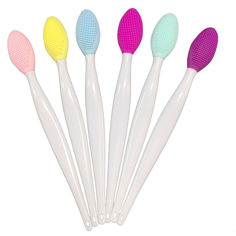 Custom Logo Exfoliating Fan Lip Brush Double-Sided Soft Silicone Nose Cleaning Tool for Blackhead Removal and Concealer Use