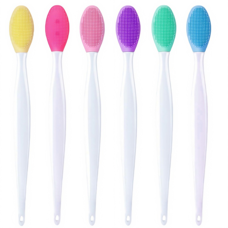 Custom Logo Exfoliating Fan Lip Brush Double-Sided Soft Silicone Nose Cleaning Tool for Blackhead Removal and Concealer Use