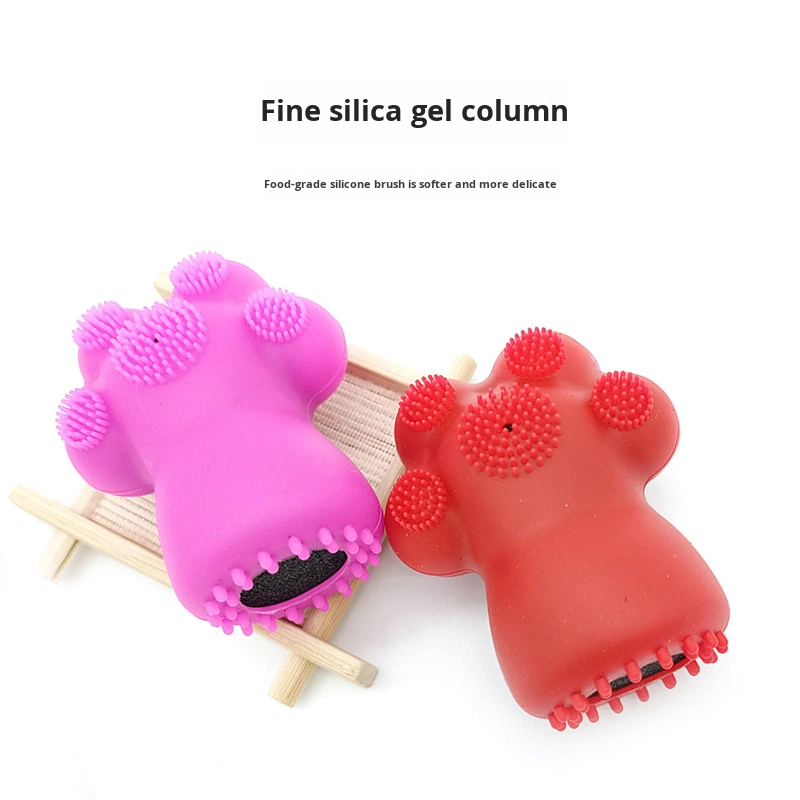 Silicone Facial Massage Cleansing Brush Cute Cat Paw Cartoon-Shaped Soft Comfortable Bristles Face Washing Tool