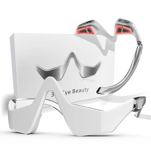 LJ Custom LOGO EMS Microcurrent Red Light Therapy for Dark Circles Under Eye Bags Relax Glasses LED Eye Massager Equipment
