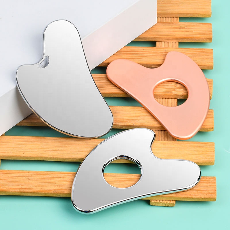 Custom Logo Heart Shaped Body Sculpting Skin Guasha Scraping Massage Tool Cheap Rose Gold Stamp Logo Metal Face Gua Sha