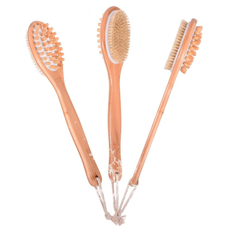Natural Bristle Cellulite Exfoliating Body Smoother Facial Cleansing Brush Set Dry Skin Bath Brush
