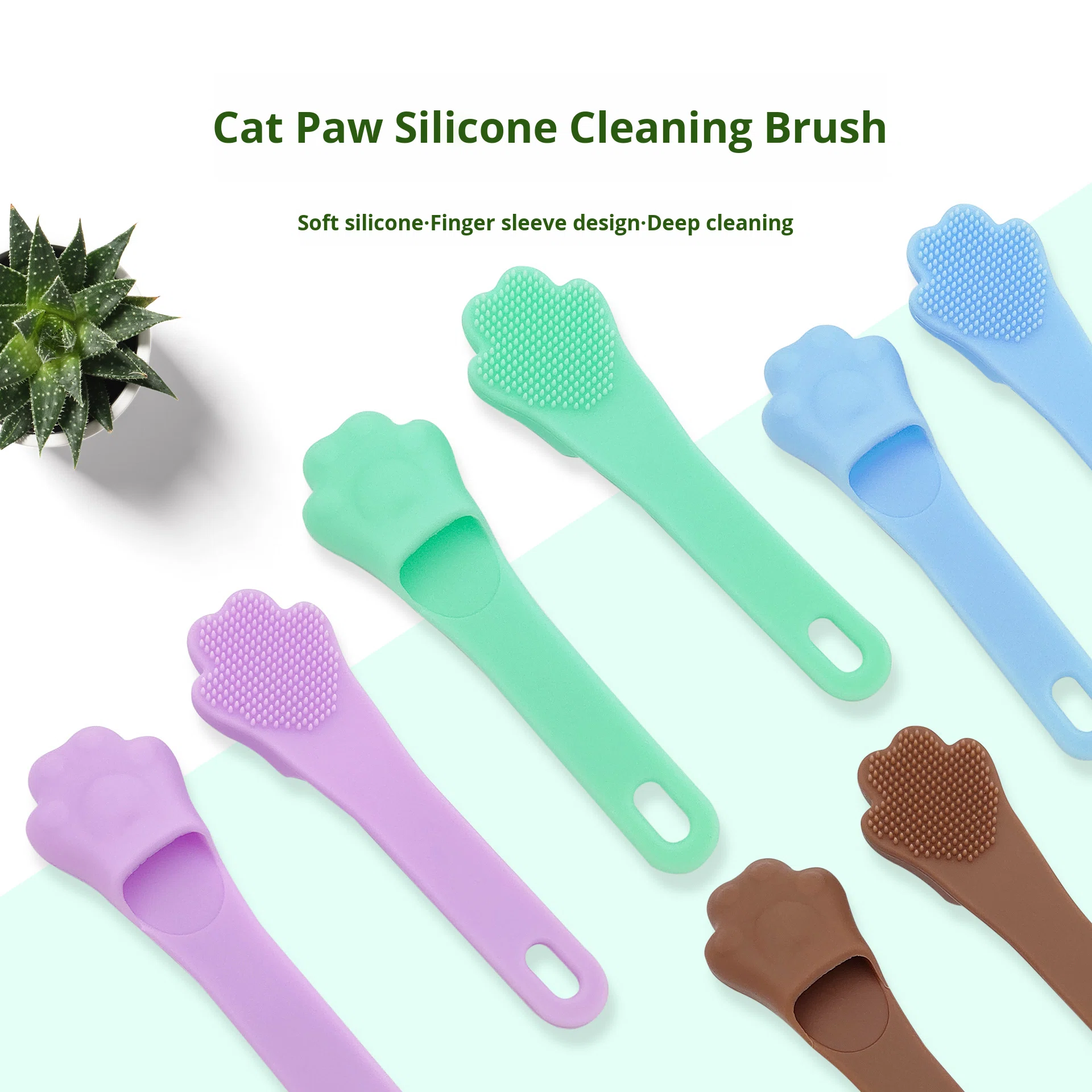 Cartoon cat Claw-shaped Silicone Facial Cleansing Brush Nose Tip Brush Exfoliating and Skin Cleaning Tool