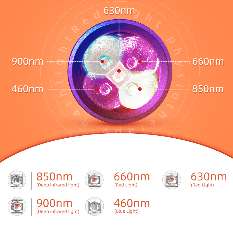 Portable 460nm 630nm 660nm 850nm 900nm LED Red Light Therapy Device Infrared Handheld Therapy Device for Face and Body