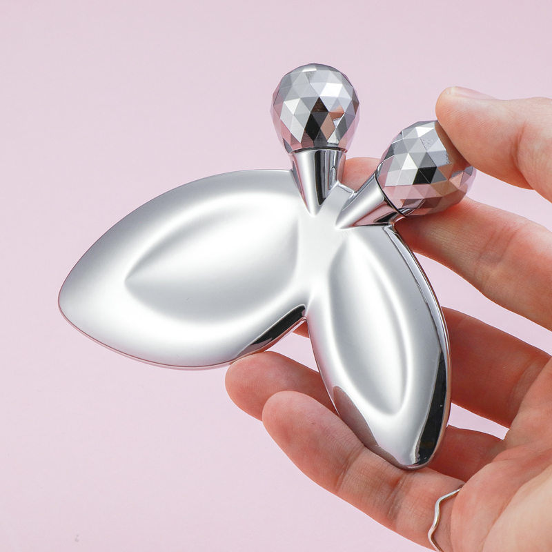 Mini Body Gua Sha Tool Butterfly Shaped Stainless Steel Face Roller 3D Massager Facial Slimming Beauty Tool