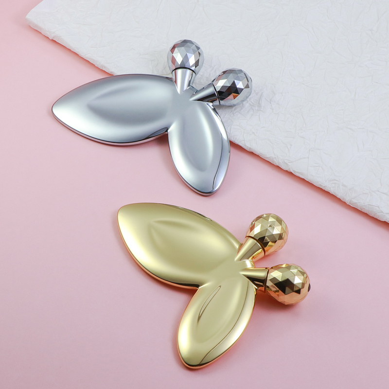 Mini Body Gua Sha Tool Butterfly Shaped Stainless Steel Face Roller 3D Massager Facial Slimming Beauty Tool