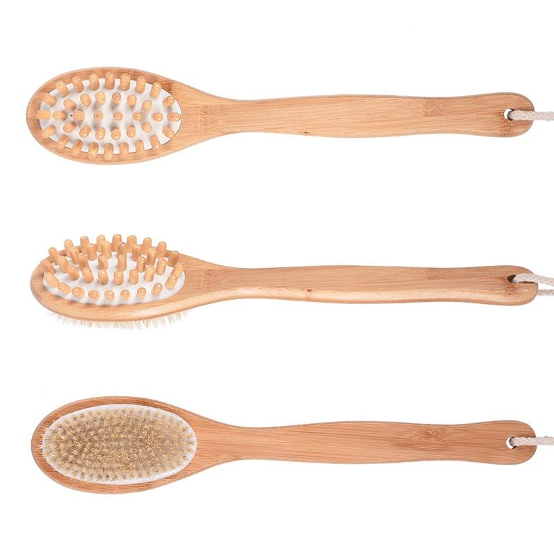 Natural Bristle Cellulite Exfoliating Body Smoother Facial Cleansing Brush Set Dry Skin Bath Brush